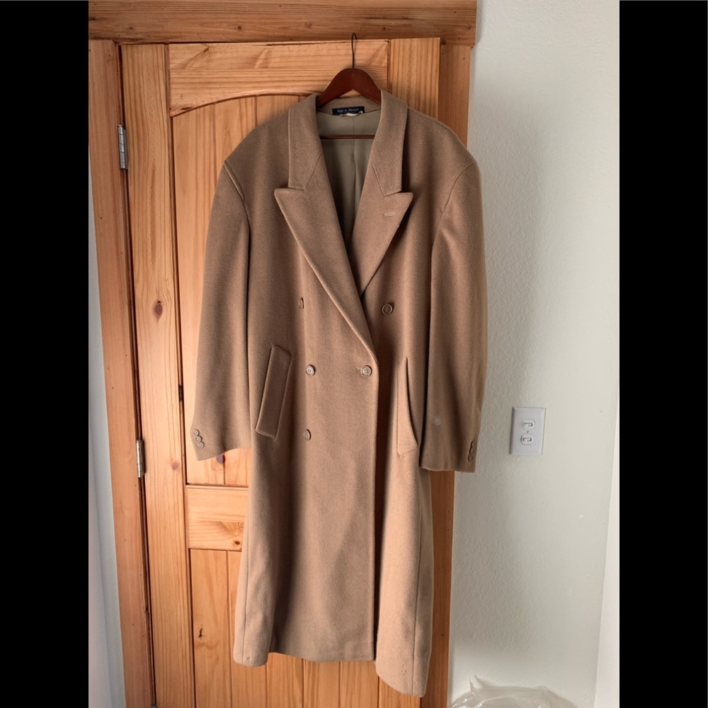 Bespoke long camel trench coat. Covered and cared for, excellent condition.